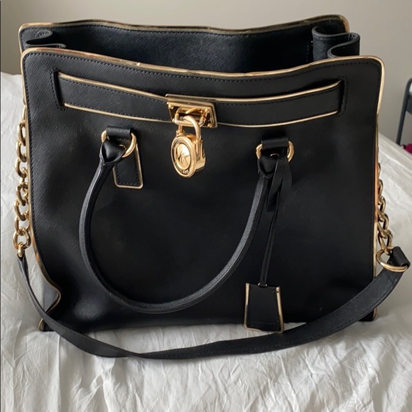Black and Gold Michael Kors Chain Tote - Picture 5 of 7